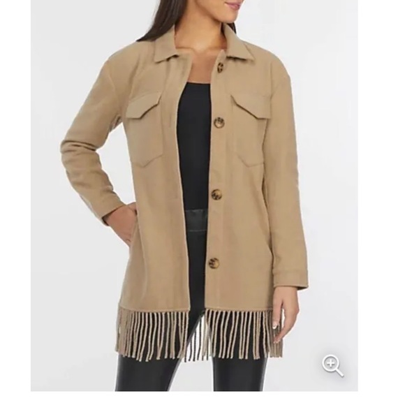 Laundry By Shelli Segal Jackets & Blazers - Laundry‎ by Shelli Segal Shacket fringe Tan NWT large